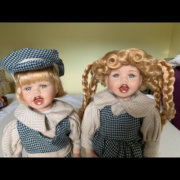 Collectible Porcelain Dolls 12” Twin Girl & Boy - Picture 3 of 6
